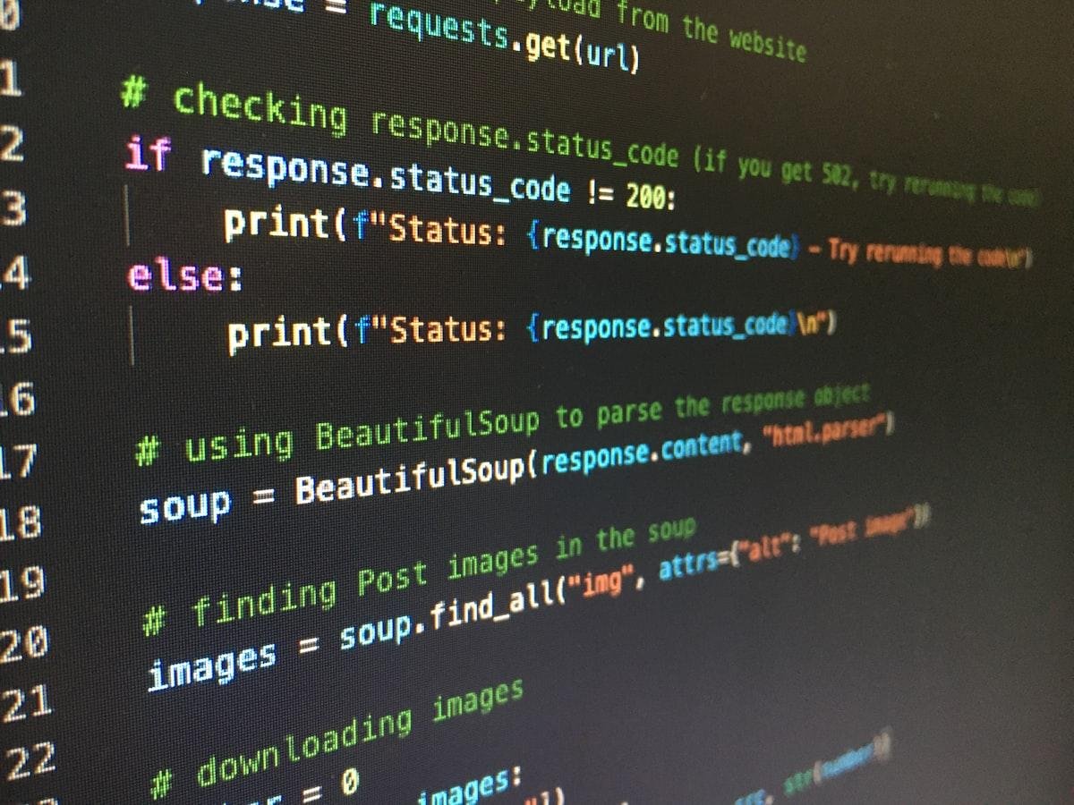 Code de programmation sur un écran d'ordinateur