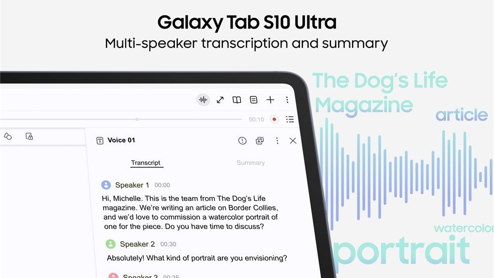 Samsung Galaxy Tab S10 Ultra - Fonctionnalités IA et transcription