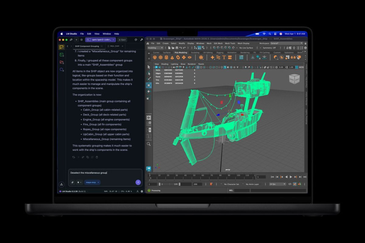 MacBook Pro M5 Pro Autodesk Maya LM Studio