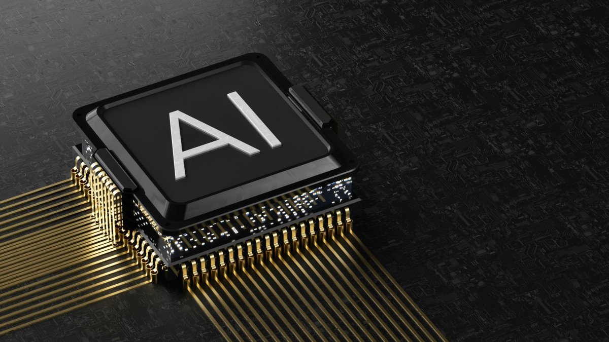 Puce INTEL avec inscription IA sur circuit imprimé